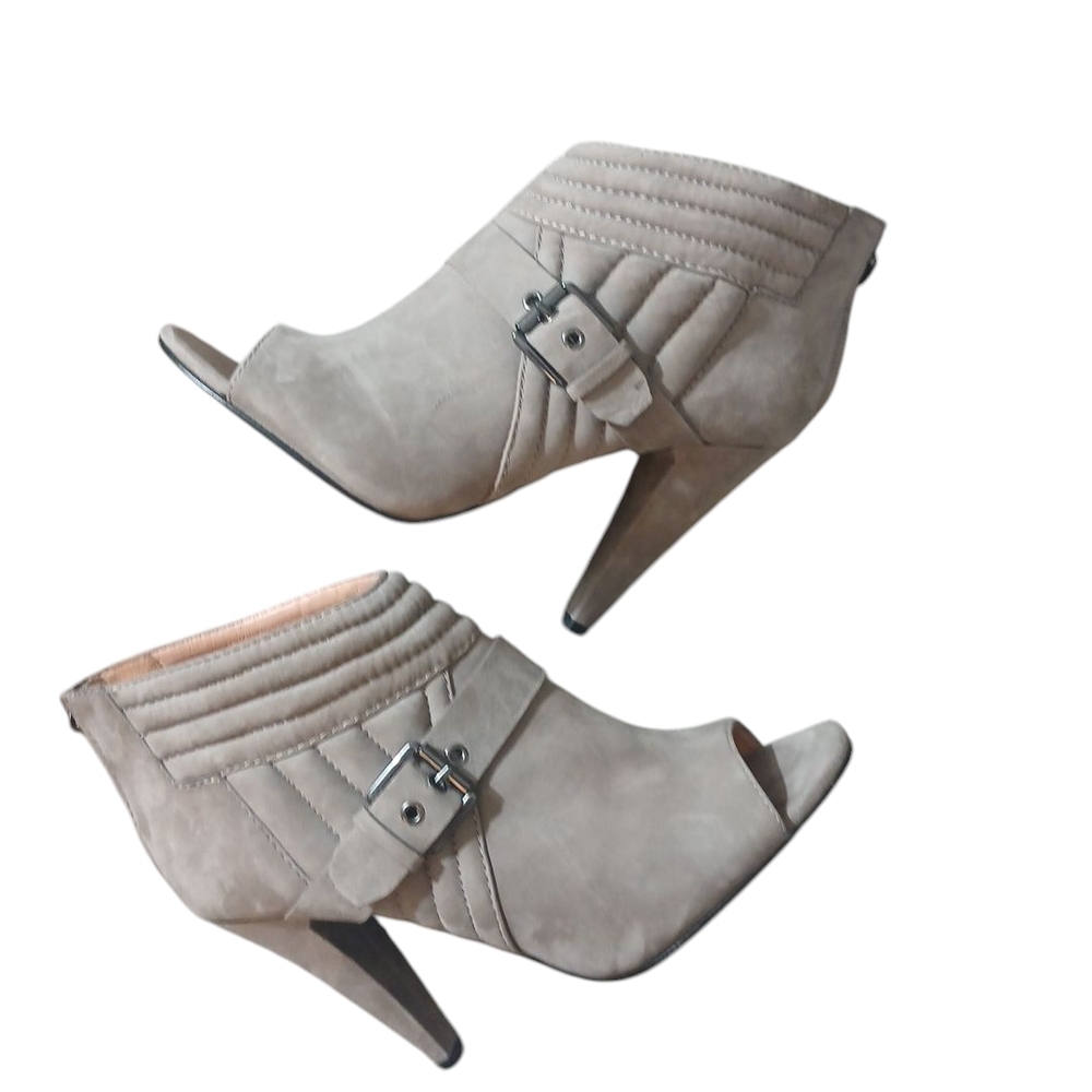 Sigerson Morrison Gray Peep Toe Ankle Booties with Stiletto Heel Size 6.5